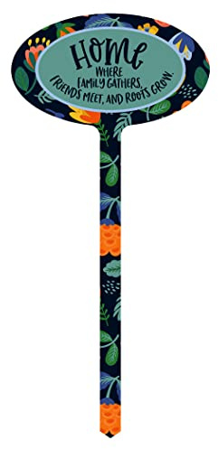 DEXSA Aluminum Garden Stakes Marker 7''x15'' | Eye-Catching & Colorful | Unique Way to Decorate Potted Plants or Home Landscapes | Home Where Family Gathers, Friends Meet, and Roots Grow | Made in USA