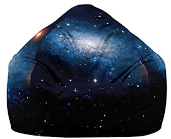 Treer Bean Bag Covers Without Filling, Galaxy Pattern Ultra Soft Cotton Linen Beanbag Chair Cover Large for Kids & Adult, Zipper Bean Bag Chair Sofa Cover - Organizer (100x120cm,Starry Sky)