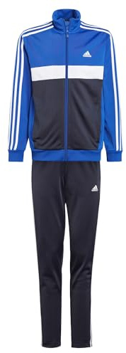 adidas Unisex Kinder Essentials 3-Stripes Tiberio Track Suit, Semi Lucid Blue/White/Legend Ink/White, 7-8 Years