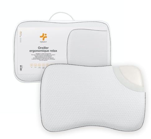 Inphysio® Ergonomisk avslappnande kudde, minnesformad kudde, ortopedisk kudde, smärtsam nackkudde, anti-kvalster bambu överdrag, allergivänlig, 3D Deluxe mesh, 60 x 40 x 13 cm
