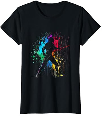 Escrime Sport Coloré Sportif Escrimeur Fan d'escrime T-Shirt, Femme, Noir, M