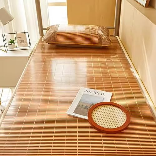 Stuoie Di Sonno Di Estate 190×80cm, 190×90cm, 195×100cm Stuoia Bambu Letto Con Federa Di Rattan, Materasso Raffreddamento In Bambù Naturale E Traspirante Per La Casa, La Scuola E Il Dormitorio ( Color