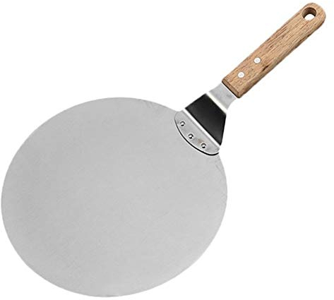 DUNSBY Plaque à Pizza Ronde en acier inoxydable Pizza Peel cuisson Pelle Paddle, gâteau Lifter transfert Plateau for Pizza, Pain, Pizza Pie Paddle Moule à Pizza