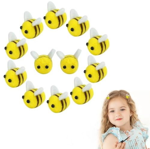 Wolle Filz Biene,Biene Filzen,Bienen Deko,Mini Biene Dekoration,Filzbienen Klein Bienen,Figuren Streudeko Biene,Gefilzte Bienen Verzierungen,Filzbiene Dekoration,Wollfilz Biene Handwerk,12PCS
