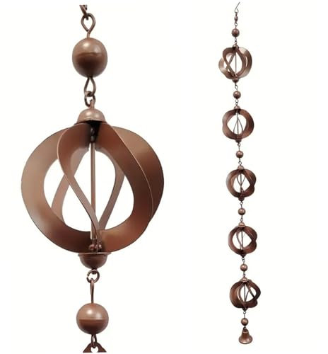 Chaîne de pluie Chaîne de pluie d'oiseaux Chaîne de pluie Chaîne de pluie 42,52 pouces Chaînes de pluie suspendue en métal pour gouttières Chaîne de receveur de pluie avec carillon de vent rétro pour