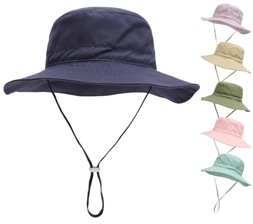 QIYIENDIAN Baby solhatt bredbrättad strandhatt baby, småbarn och barn UPF 50+, Marinblå, 2-6 �r