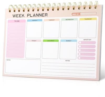 GAUENEEN Weekly To Do List Notepad with 52 Undated Tear Off Sheets（6.5×9.5), Desk Notepad with Multiple Sections, Planning Notepad Calendars for Student Office and Homes