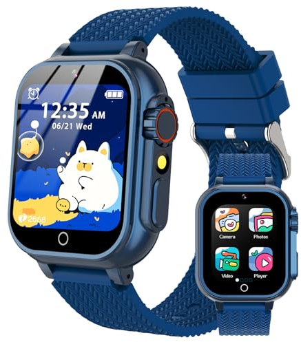 Clleylise Smart Watch for Kids - HD Touchscreen, 32 Games, Camera, Music Player, Alarm - Boys Girls Toys Birthday Gifts for 4-13 Years (Blue)