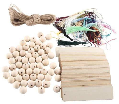 Sefdrert 1 Set unlackierte -Lesezeichen, DIY-Vorlagen, leere Lesezeichen, Ornament, -Lesezeichen, DIY-Lesezeichen + Quasten