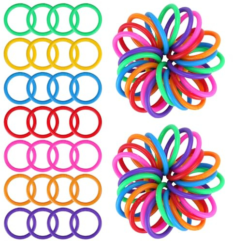 QUMENEY Plastic Loose-Leaf Ring Multi-Color Notebook Binder Rings DIY Tools for Keychain Scrapbook Index Cards Book Accessories and Document Stack (7 Colors, 28mm) (210)