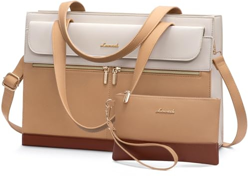 LOVEVOOK Laptoptasche 15,6 Zoll Handtasche Damen, PU Leder Tote Bag Women Shoulder Crossbody Bag Groß Shopper Tasche, Elegant Schultertasche Aktentasche Arbeitstasche Lehrertasche für Uni Büro