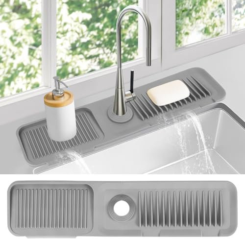 Dolic Faucet Mat für Küchenspüle – Spritzschutz hinter dem Wasserhahn, Silikon-Wasserhahnschutz & Ablaufmatte, Spülbeckenschutz für Küchenspüle, Spritzschutzmatte für den Küchenspülenbereich
