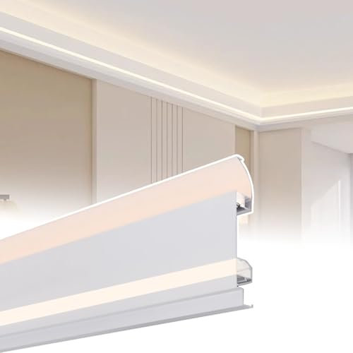 Aluminium-Sockelleisten-Diffusor-Abdeckschiene mit Eckverbinder für Heimkino, indirekte Beleuchtung, 1,5 m, Kronenform-Set