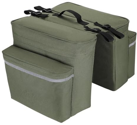 Motorrad-Seitentaschen Wasserdicht Motorrad Satteltaschen Fahrradtasche Packtaschen Gepäckträgertasche 30L Große Kapazität Wasserdicht Fahrrad Stamm Satteltasche(Green)