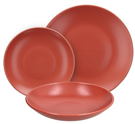 Tognana Ritual, Servicio de platos 18 piezas para 6 personas, Stoneware, Rojo Manzana