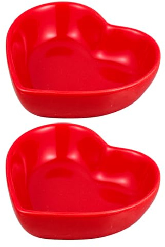 BESTonZON 2pcs Heart Shaped Dipping Bowls Ceramic Appetizer Serving Dish for Sauces Snacks and Condiments for Parties Weddings and Home Use Vibrant