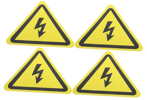 SOLUSTRE High Voltage Electric Shock Warning Stickers for Triangle 4pcs Pvc Safety Signs Yellow Sturdy Electrical Safety Labels and Construction Sites Other Locations