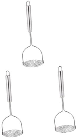 CLISPEED 3 Piezas Machucador Machacador De Patatas Dorado Manual Trituradora Cocinando Pasapurés De Papa Pequeño Bombón Prensador De Patatas Tipo Macerar Acero Inoxidable Plata