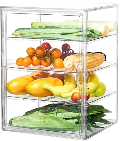 Bread Bin | Clear Bread Bins For Kitchen | 4 Layers Adjustable Bread Box With Lid | Bread Storage Container With Door - Large Transparent Bakery & Pastry Display Case For Loaves, Cakes, Muffins