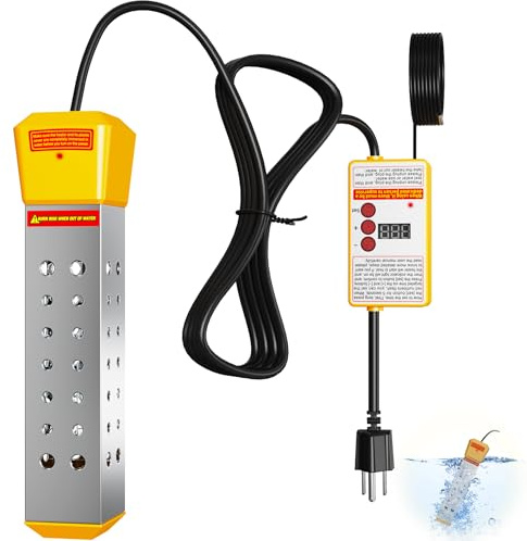 2000W Immersion Water Heater, Portable Electric Bucket Heater with Digital LCD Thermometer & Temperature Control, UL Certified for Fast Heating in Buckets, Bathtubs, Hot Tubs, Pools, Pet Bath