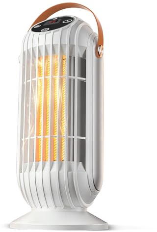 Vincona Electric Space Heater, PTC Ceramic Heater, 1500W Energy Efficient Space Silent Room Heater, Adjustable Thermostat, 7H Timer, Tip-Over & Overheat Protection for Small Space, Office(White)