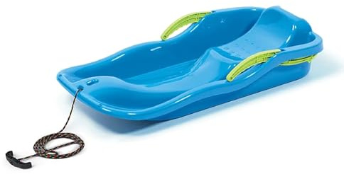NEUSTANLO | Schneebob Race | Blau | hochwertiges Kunststoff | inkl. Zugseil und Bremshebel | ideal auch als Rodel, Bob, Schlitten oder Schneegleiter
