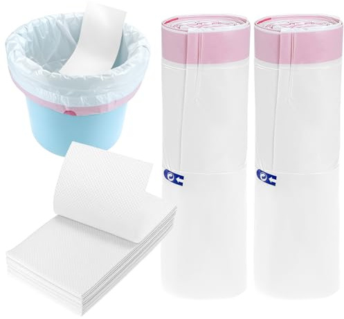 QWORK® 40 Toiletteneinlagen mit 40 Superabsorbierenden Einlagen - Einwegbezüge für Bettpfannen, tragbare Toiletten und Toilettenstühle