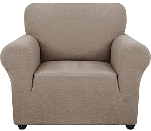 YSTYLE Stretchigt Sofföverdrag med armstöd 1-Sit, Elastiskt Pet Soff Cover Töjbart överdrag, Avtagbar Halkskydd Fåtöljöverdrag Möbel Maskintvättbar, Sofföverkast För Soffa Fåtölj, Sand
