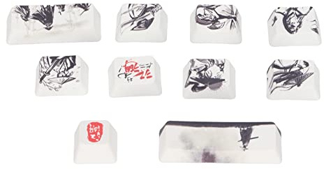 Custom Keycaps for Mechanical Keyboard – Sublimation Printed Cream White Round Transparent Keycaps with Clear Pattern, Fine Craftsmanship, Compatible with Most 10-Key DIY Mechanical Keyboards