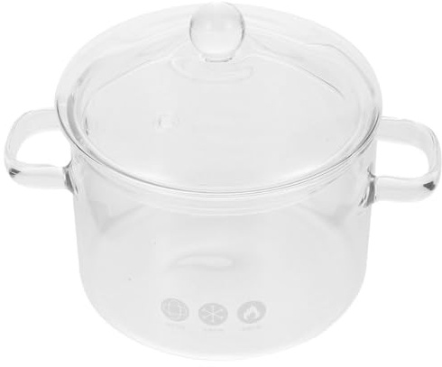 jojofuny Marmite en Verre Transparent 16 CM à Deux Poignées Casserole Multifonction pour Mijoter Cuisson Lait et Nouilles Ustensile Résistant Chaleur Adapté Cuisinière Induction