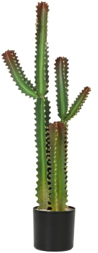 HOMCOM Plante Artificielle Intérieure 111 cm Cactus Artificiel en Pot Vert | Décoration Maison, Bureau, Salon, Chambre