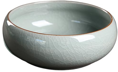 Uanqfegy Jardinière de Bol de Lotus en céramique sans Trou Drainage, Pot bonsaï 8 Pouces pour Plantes hydroponiques nénuphar Aquatique décor Jardin intérieur et extérieur