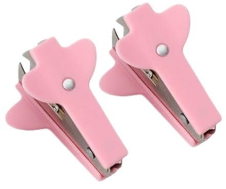 HSTWODE Niedliches Mini Heftklammerentferner 2er Set,Pastellfarben Entklammerer,Klammerlöser für Büro, Schule & Heim, Rosa/Mint/Lila (Rosa)