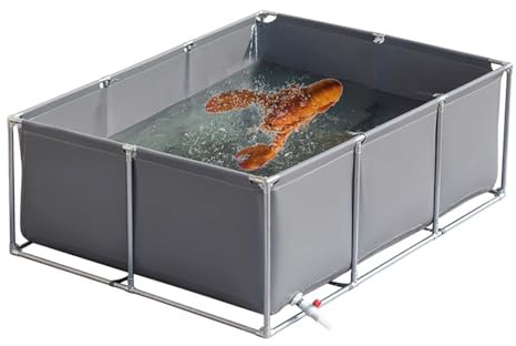 PVC fiskdamm över marken med dräneringsventil – 2 x 1 x 0,8 m (6,5 x 3,3 x 2,6 fot) vatten Sto för koi- och tic-växter – perfekt för utomhusträdgårdar