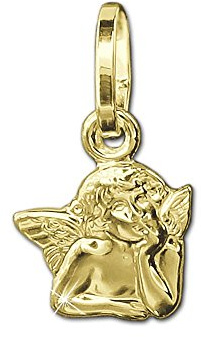 CLEVER SCHMUCK Goldener sehr kleiner Anhänger Mini Engel 8x7 mm klassisch glänzend 333 Gold 8 Karat im Schmucketui creme