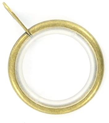 Merriway BH03203 (8 Pcs) Silent Running Metal Curtain Drapery Pole Rod Rings with Fixed Eye, Inner Diameter 32mm (1.1/4 inch) Outer Diameter 42mm (1.5/8 inch) Antique Brass - Pack of 8 Pieces
