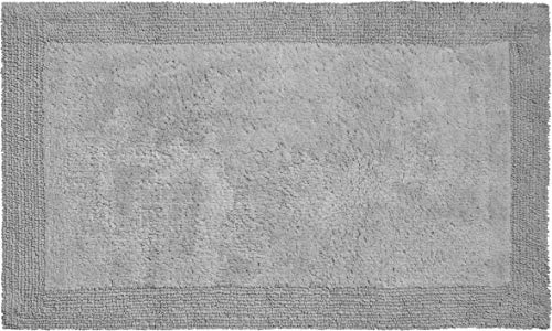 Grund organisch & beidseitig verwendbar Badteppich 100% Bio-Baumwolle, ultra soft, ÖKO-TEX-zertifiziert, 5 Jahre Garantie, LUXOR, Badematte 80x150 cm, kieselgrau