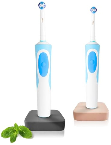 DABBLU Zahnbürstenhalter, Modernes Design, für ihre Oral B Elektrozahnbürste, Anti-Rutsch-Pads, Robuste Betonkonstruktion, Ordnung und Eleganz für Ihr Badezimmer, Grau & Rosé