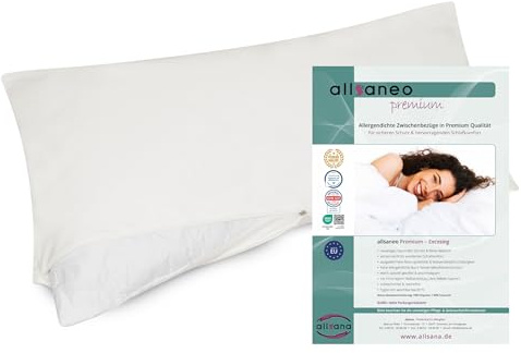 allsaneo Premium Encasing Kissenbezug 40x80 Allergiker Milbenschutz | Allergendichter Zwischenbezug gegen Milben & Bettwanzen, atmungsaktiv, Hohenstein & Dermatest zertifiziert, bis 95°C waschbar