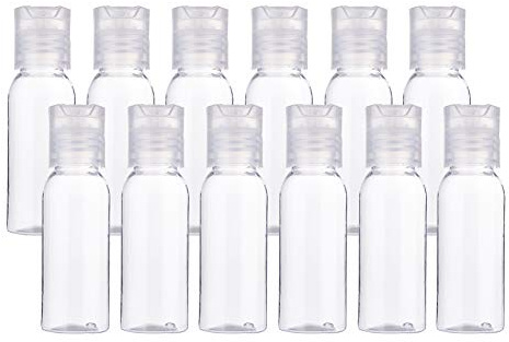 BENECREAT 24 Pack 30ml Botellas Transparente de Viaje para Cosmético con Tapa Presión Contenedores Vacíos de Plástico Pet para Jabón de Manos Limpiador Facial, Botellas Recargables y Portátil