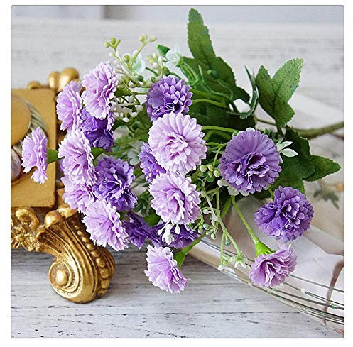 Lmy0624 Flores Artificiales Flores Artificiales De Color Lila Otoño Blanco Pequeñas Flores De Seda Falsas Ramo Decoración para El Hogar Fiesta De Navidad Decoración De La Boda 5 Piezas 30cm