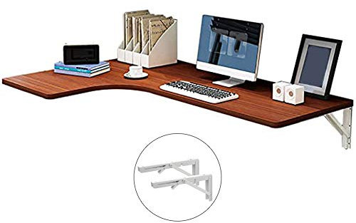 APOE Wandklapptisch Klapptisch Computertisch Eckschreibtisch mit 2 Halterungen, Klapptisch Wand für Kleine Raum, Holz/Weiß/Schwarz/Walnuss