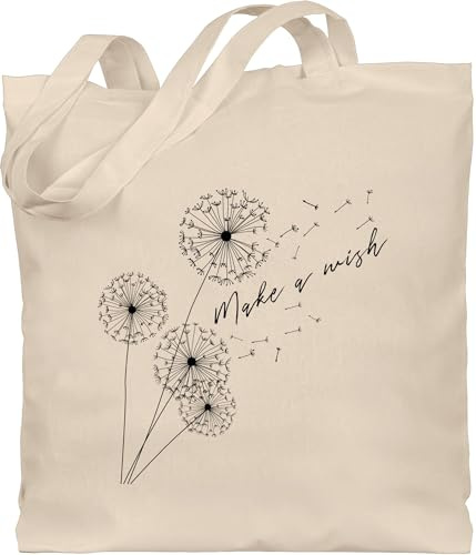 Shirtracer - Baumwolltasche - Sprüche Statement - Pusteblume Make a wish Schwarz