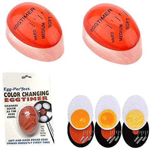 ZONSUSE Timer per Uova, 2 PCS Indicatore per Cottura Uova, Cucinare Soft, Medium o Hard Riutilizzabile Cambiare Colore Timer Uova Durevole e Non Tossico Sicuro Strumento Cucina