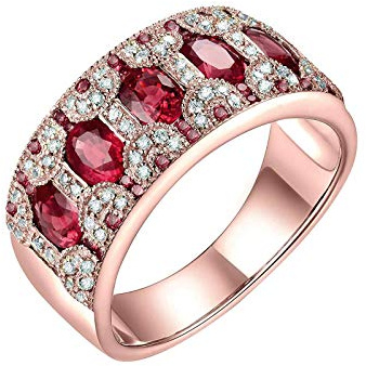 Bishilin Eheringe Gold 585 Bandring mit Smaragd Saphir Rubin 1.58ct, Damen Hochzeitsring Ring Diamant Echt