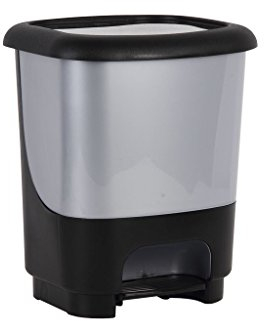 Cofan Cubo de basura con pedal Class rígido y resistente | Con capacidad para 10 litros | Color gris y negro