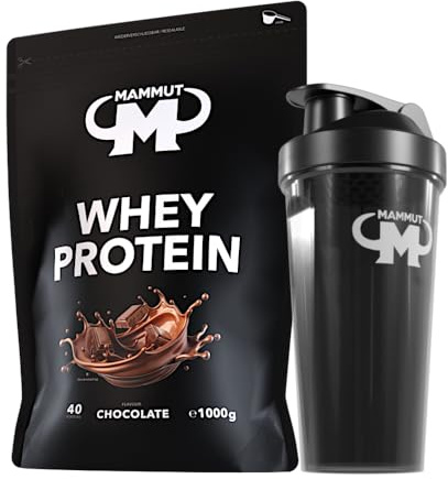 1kg Mammut Whey Protein Eiweißshake - Set (Schoko + Protein Shaker)