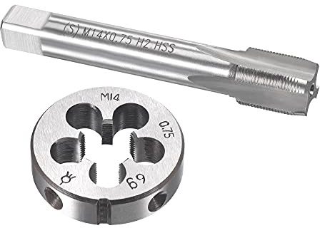 sourcing map Gewindebohrer Schneideisen Set M14 x 0,75mm, Gewindeschneider Schneideisen Set mit Legierungswerkzeug