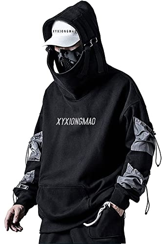 XYXIONGMAO Streetwear Techwear - Sudadera con Capucha Cyberpunk Tactical para Hombre, Color Negro