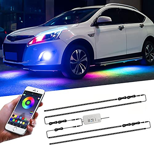 LED-Unterbauleuchte für Auto, 119 & 88,9 cm, farbiges Auto-Bauchlicht, aktiv Sound, App-Steuerung, 210 Modi, 16 Mio. Farben